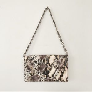 Elliott Lucca snakeprint leather chunky chain bag Y2K envelope baguette style